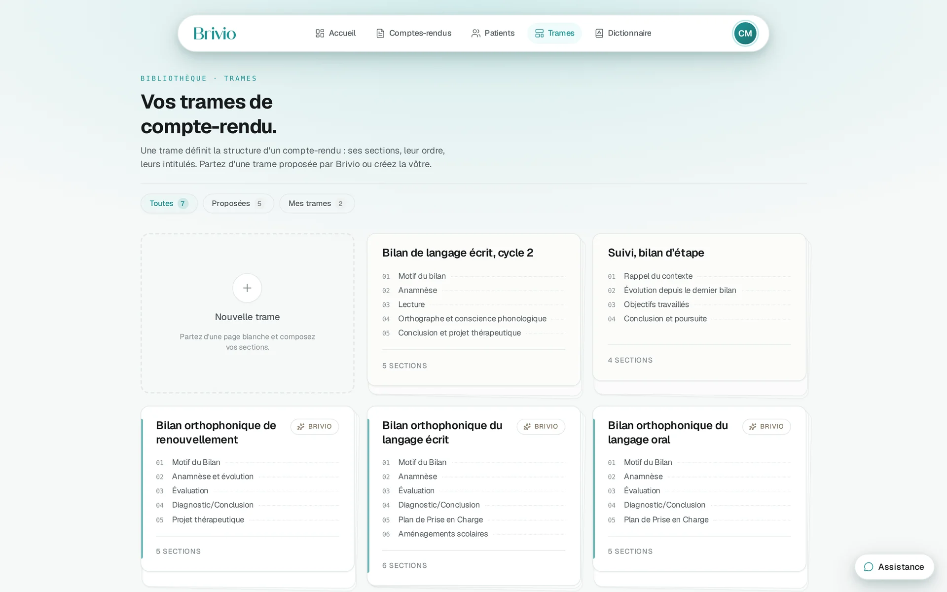 Vos trames, vos sections